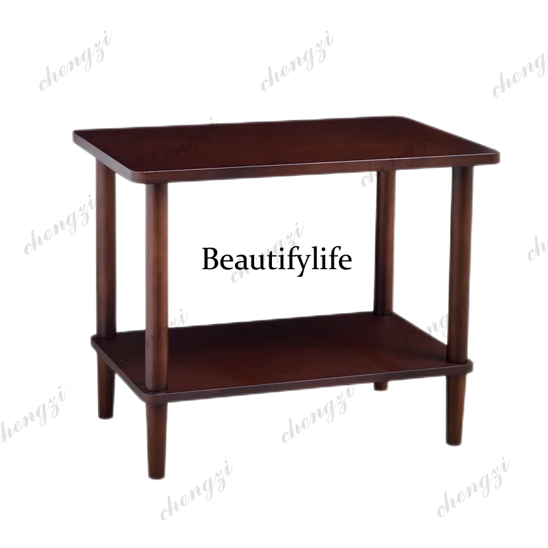 Solid wood bedroom bedside table, simple and modern shelves, sofa side table, small square table - view 5