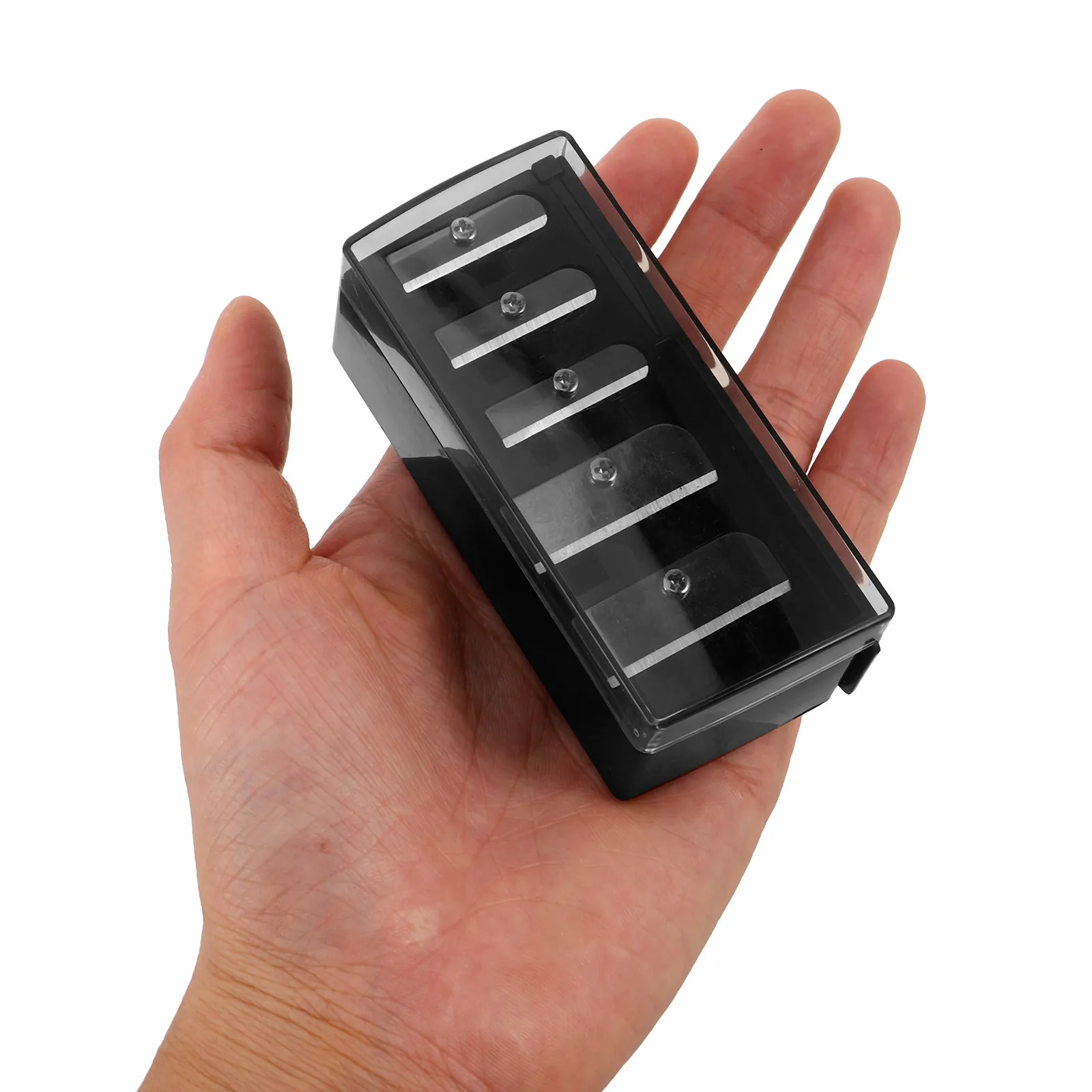 2Pcs Eyebrow Pencil Sharpener Manual 5 Hole Makeup Pencil Sharpener Plastic Lid Precision Eyeliner Lip Liner Long Point