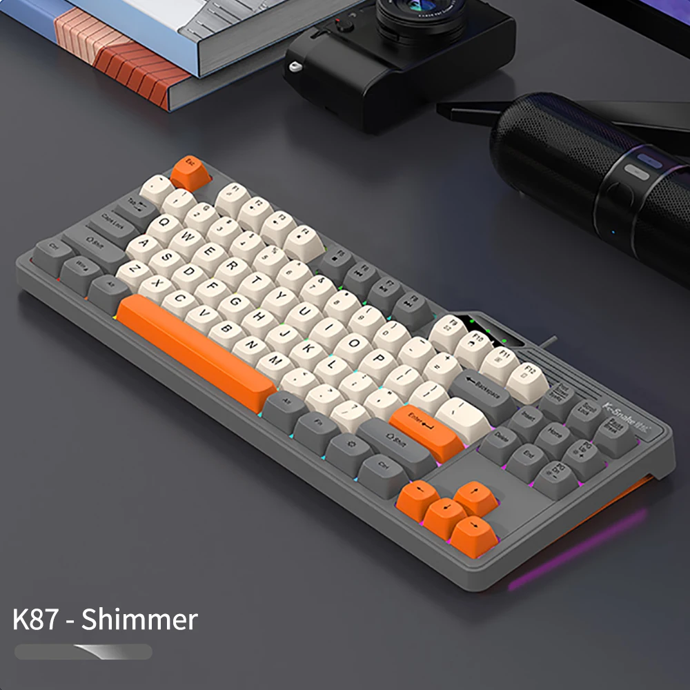 K87 Wired Mechanical Keyboard 87 Keys MDA Key Cap Blocking Luminous Gaming Keyboard Laptop Hotswap Gaming Keyboard