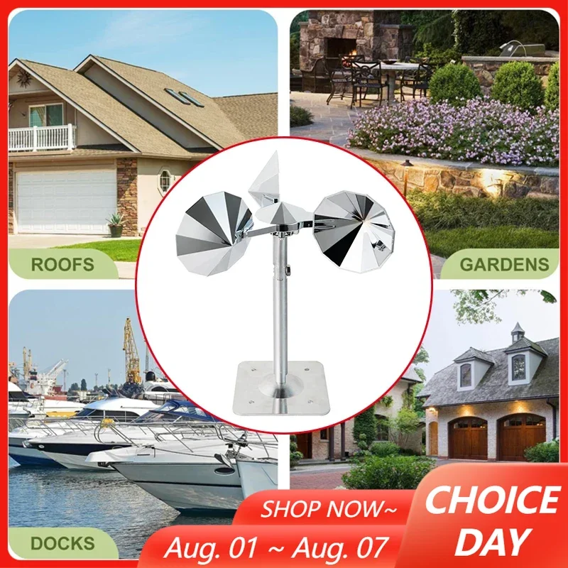 Wind Powered Bird Repeller Reflective Rotating Device Garden Roof Decor Carbon Steel Angle Adjustable Keep Birds Away Repellent