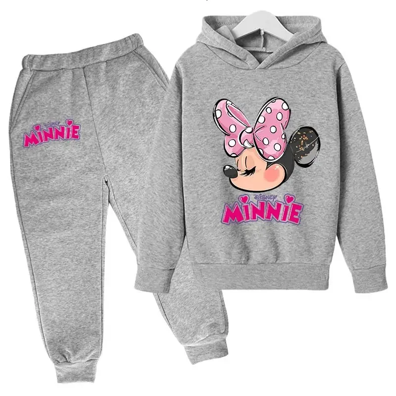 Set di vestiti per Minnie Mouse per neonate con tuta autunno inverno topolino felpe con cappuccio per bambini Set abbigliamento per neonato