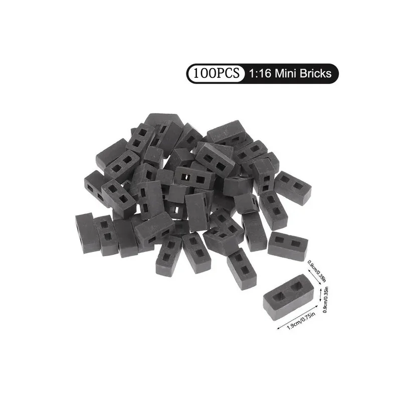 100 Pcs Mini Cinder Blocks 1/16 Scale Mini Bricks Miniature Building Blocks for Dollhouse Accessories DIY Construction Supplies