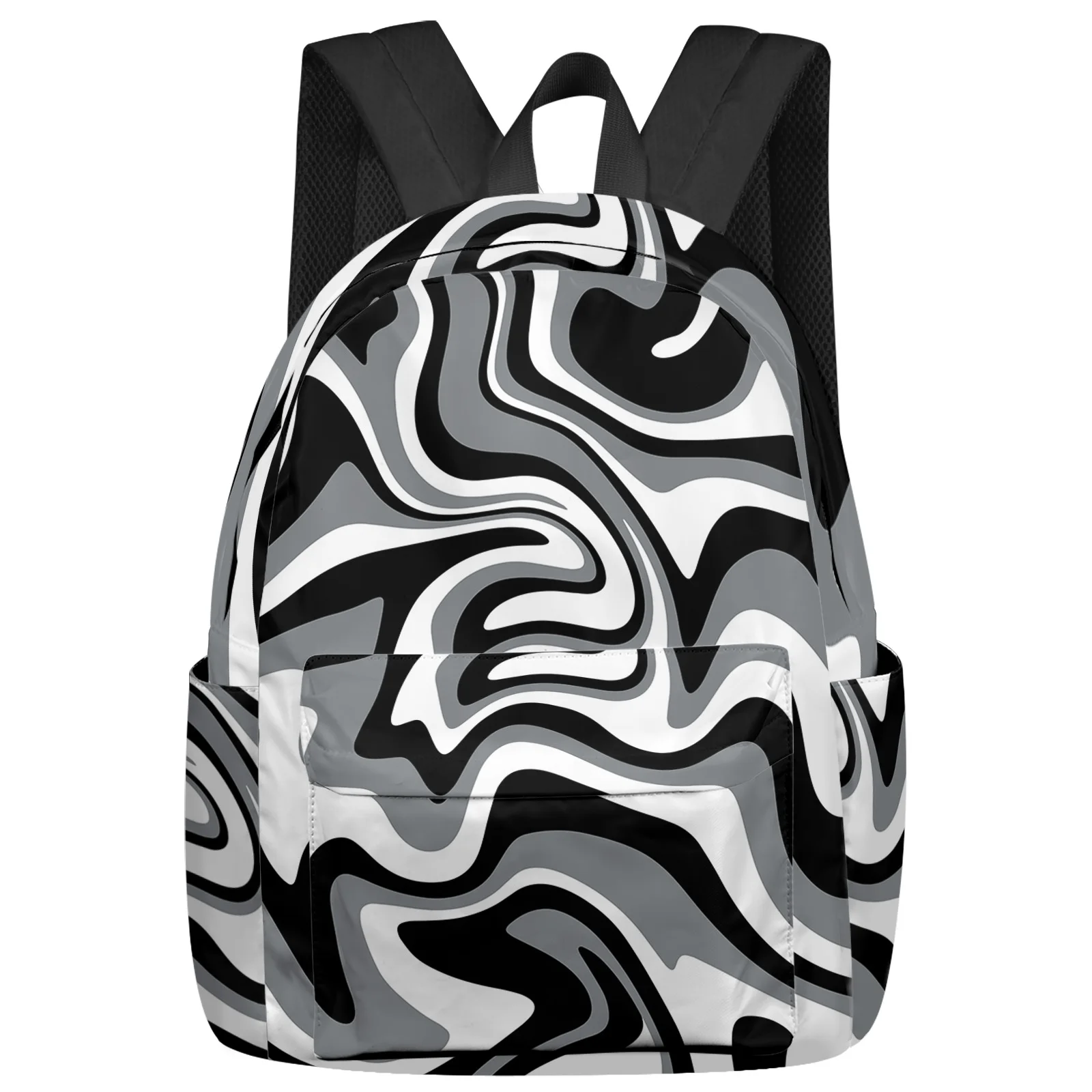 

Black Fluid Art Abstract Texture Backpack School Bags for Teenagers Students Laptop Bag Women's Casual Travel Backpack