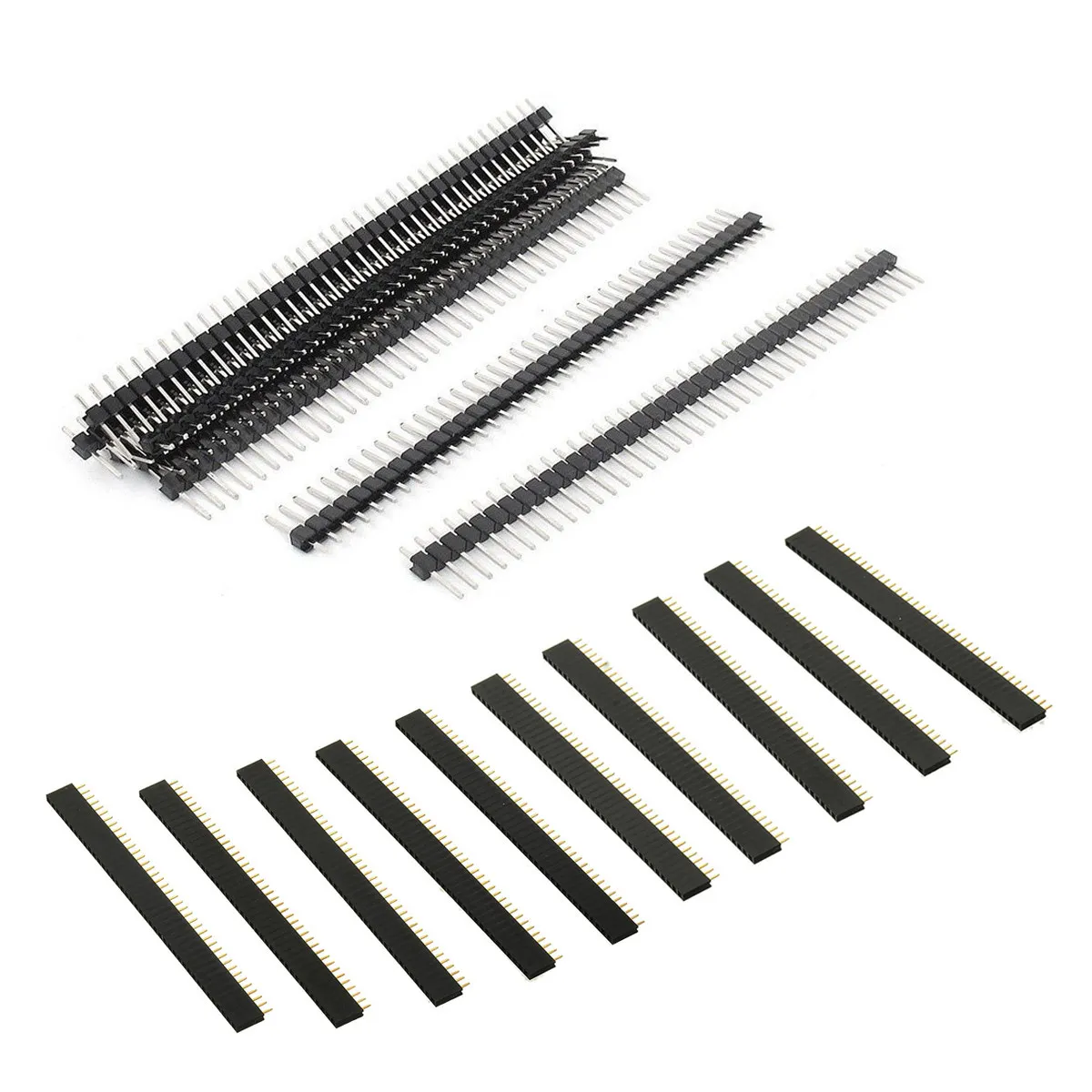 20Pcs 2.54mm Male Female Pin Header Set Single Row Straight Mount Electric Component Easy Install for Computer Circuit Board