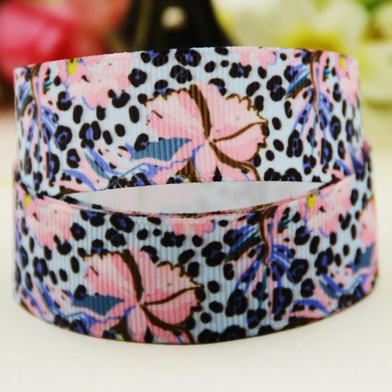 22mm 25mm 38mm 75mm flower cartoon printed Grosgrain Ribbon party decoration 10 Yards satin ribbons