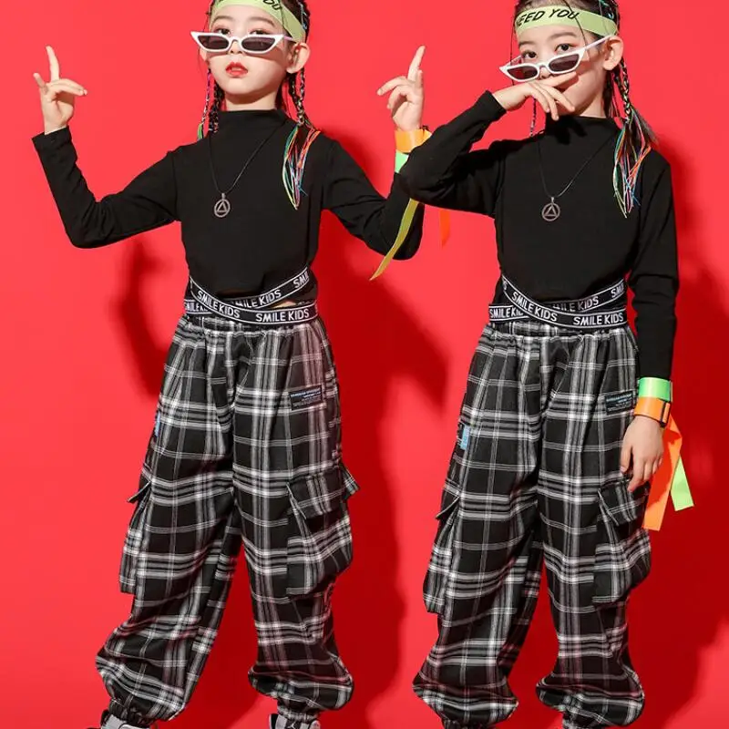 

Kawaii Girl Fashion Performance Costume Midriff-Baring T-Shirt Work Pants Set Student Dance Tops Street Dance Pants 2-Piece Set