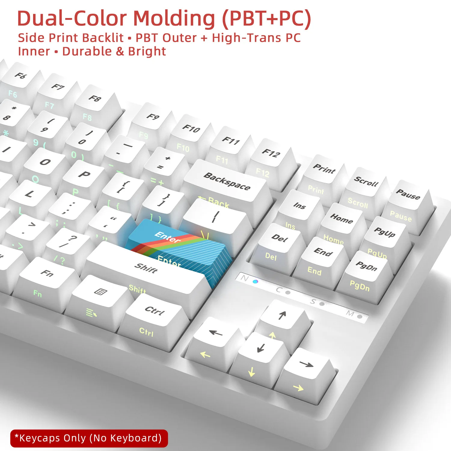 128 Keys Mechanical Keyboard Shine Through Side Printed Keycaps ISO Enter PBT Cherry Profile Keycap For Mx Switch Keyboard DIY