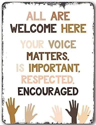 Youpinnong Metal Tin Sign All are Welcome Here Together Equality Poster Kindness Matters Inclusion Your Voice Matters P sig sign