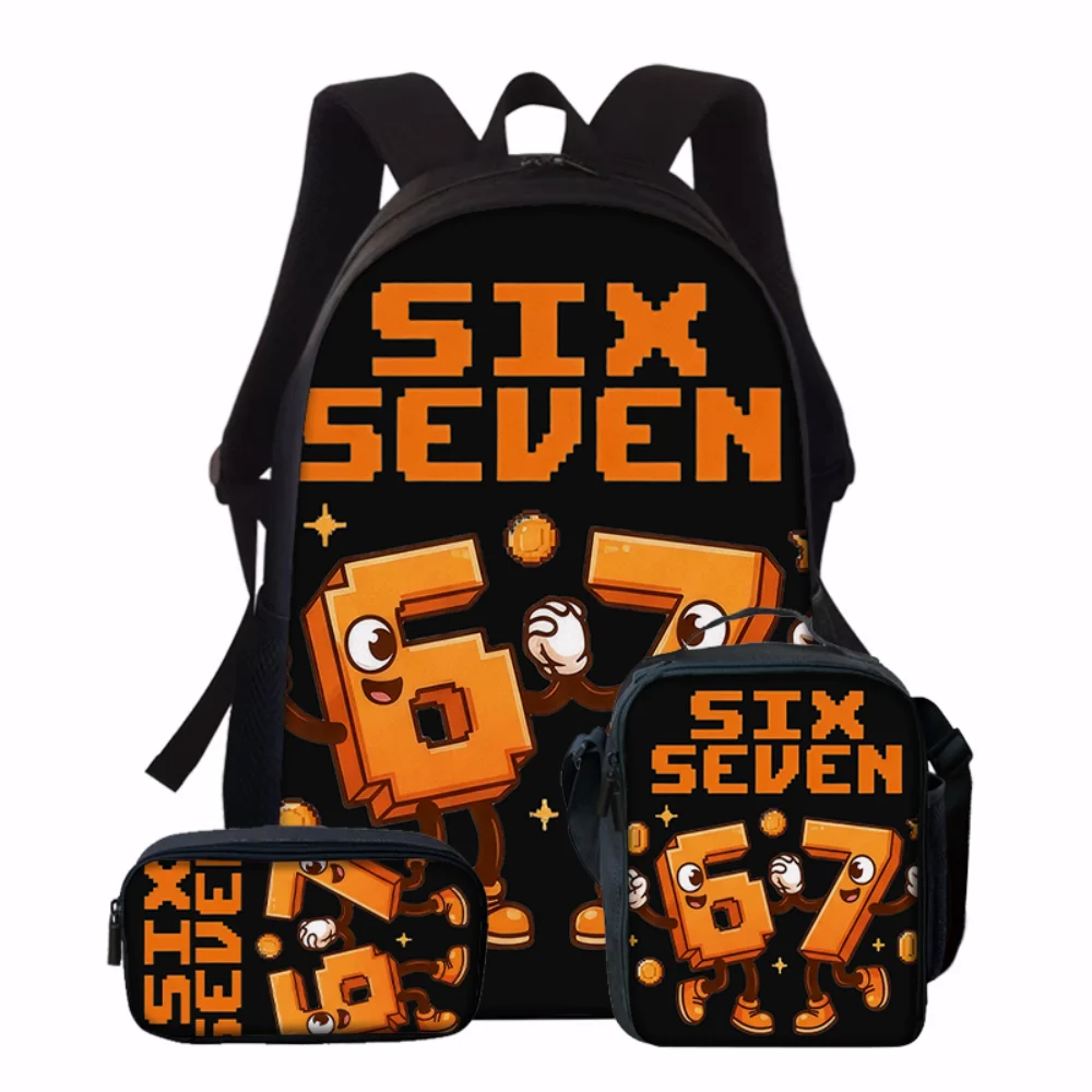 3PCS Numbered 6&7 Pattern Backpack Set | The Perfect Choice for School & Travel