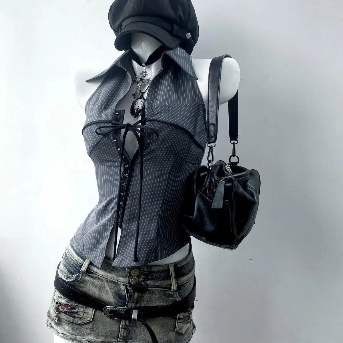 Vintage 90s fino ajuste sexy goth y2k tirt setwear clássico estético streetwear casual confortável algodão topo para mulher