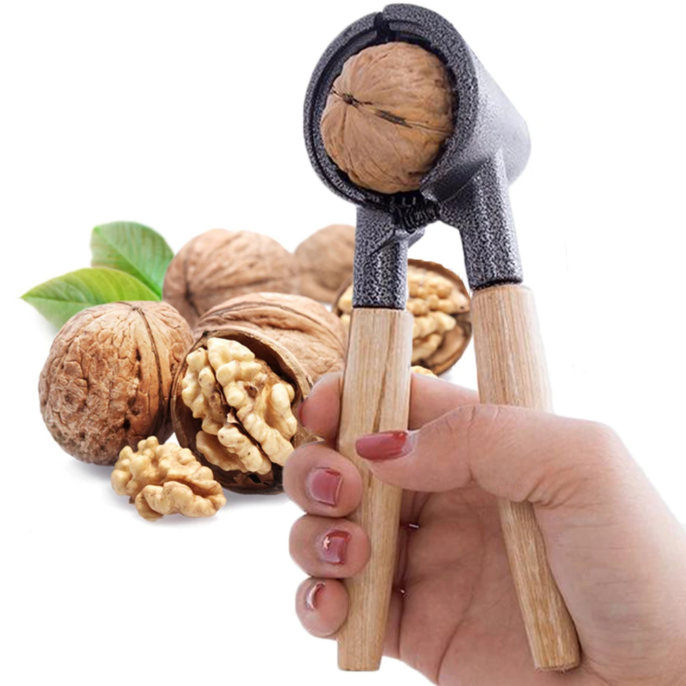 1PCS Nutcracker Walnut Opener Metal Walnut Plier Opener With Non-slip Wooden Handle Nut Opener Tools Kitchen Specialty Tools