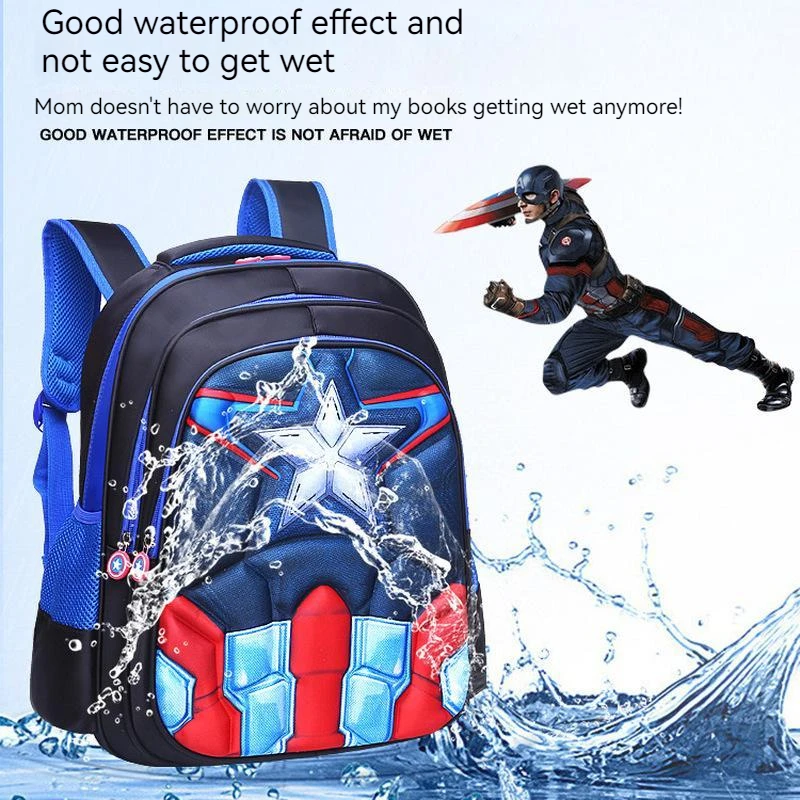 Disney Captain America Kids 3d Cute Spiderman Design Print Backpack Children Bag Boys Primary School Bag Kindergarten Backpack