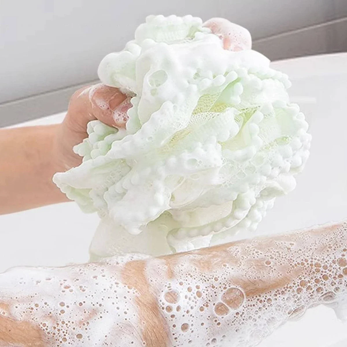 قطعة واحدة من كرة الاستحمام باللؤلؤ، منشفة حمام من الدانتيل، منشفة حمام ناعمة على شكل فقاعات، مناديل حمام