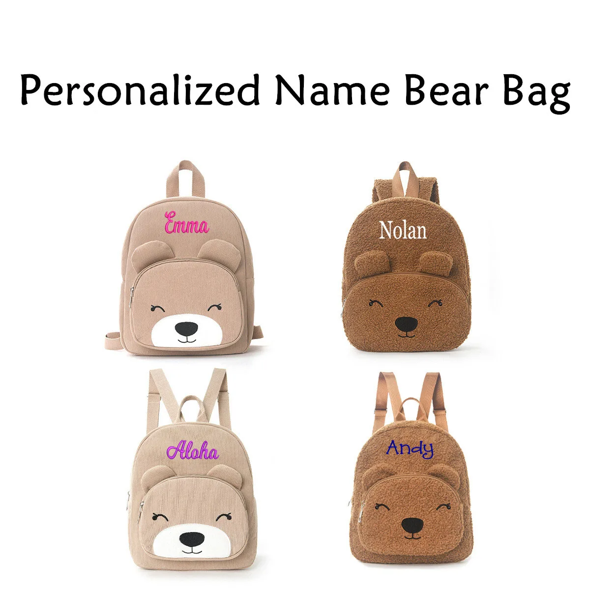Custom Kids Backpack With Name, Teddy Bear Backpack, School Bag for Kids, Kids Backpack, Gift for Boy Girls, Back to School Gift