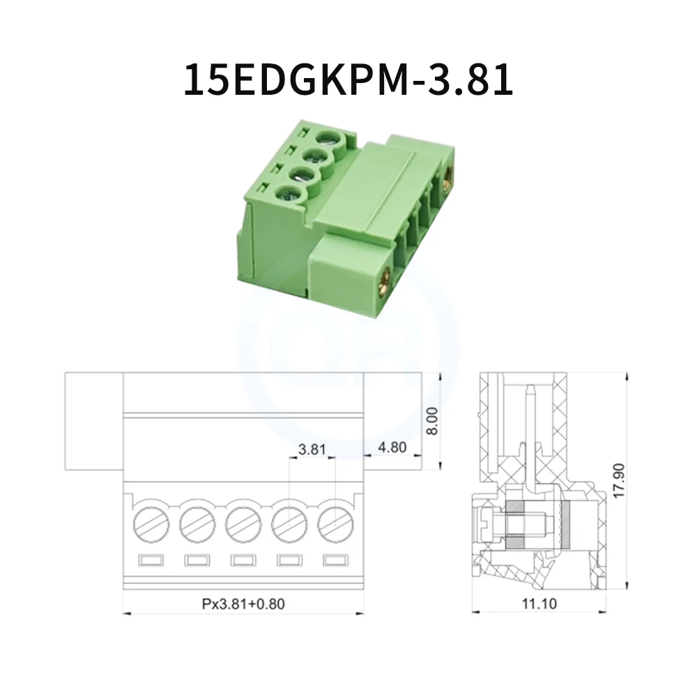 (5 pcs) 15EDGWC 3.81mm Plug-in Terminal Block KF 2EDGWC 15EDGKA/PM Upright KA Plug with Flange Retaining Frame 2-24Pin