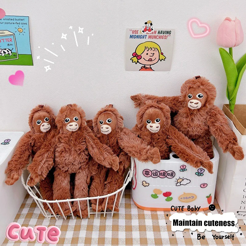 1PC Soft Stuffed Doll Plush Toy Lovely Gorilla Orangutans Monkey Cute Animal Pendant Key Ring Girl Boy Birthday Christmas Gift