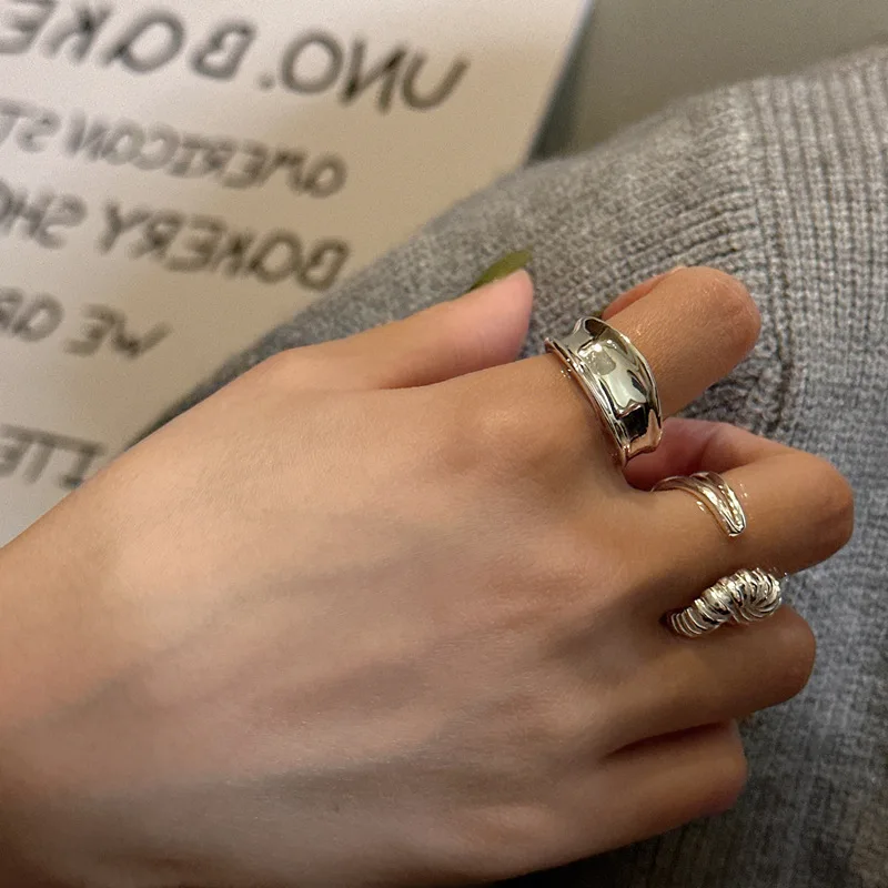 

S925 Sterling Silver Korean Minority Texture Personality Ring Wedding Engagement Party Gift Jewelry-Arc Fashion Jewelry