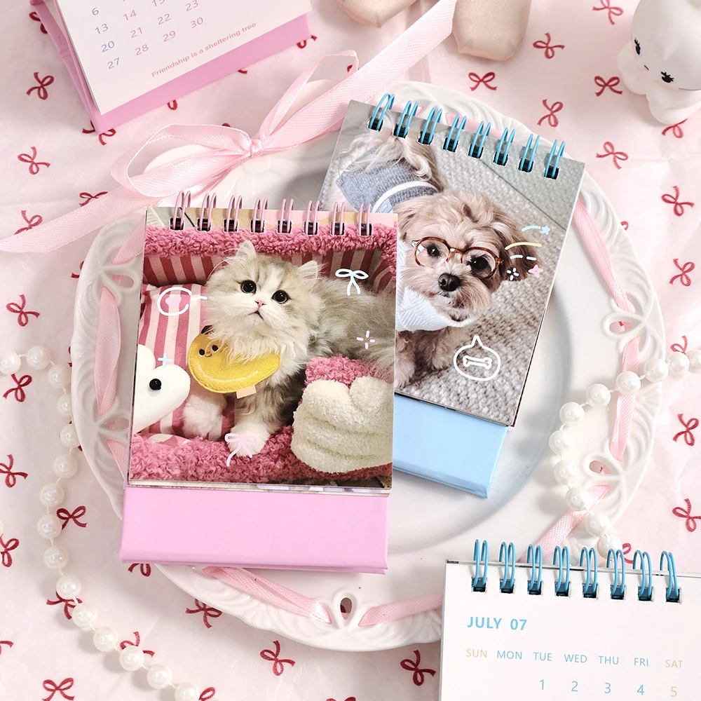 1 pc 2025 Mini Cute Monthly Calendar 12 Months Of Different Photos Tabletop Flip Schedule Calendar With Stickers For Home School