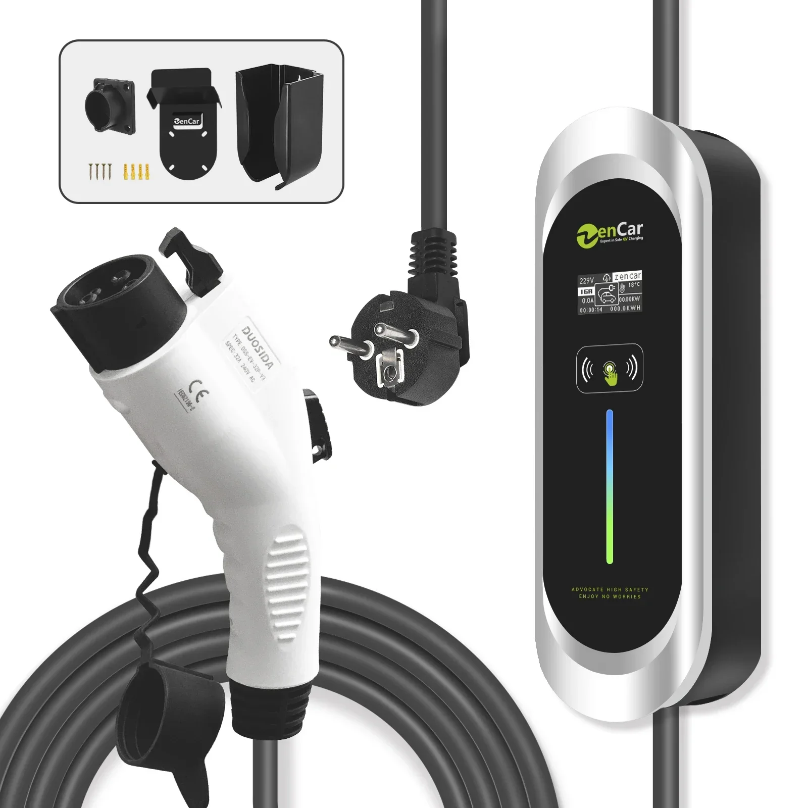 2025/2022 جديد ZENCAR 16A 3.6KW نوع 1 شاحن سيارة EV المحمولة المستوى 2 شاحن EV للمنزل التيار المتناوب مركبة كهربية شحن سريع