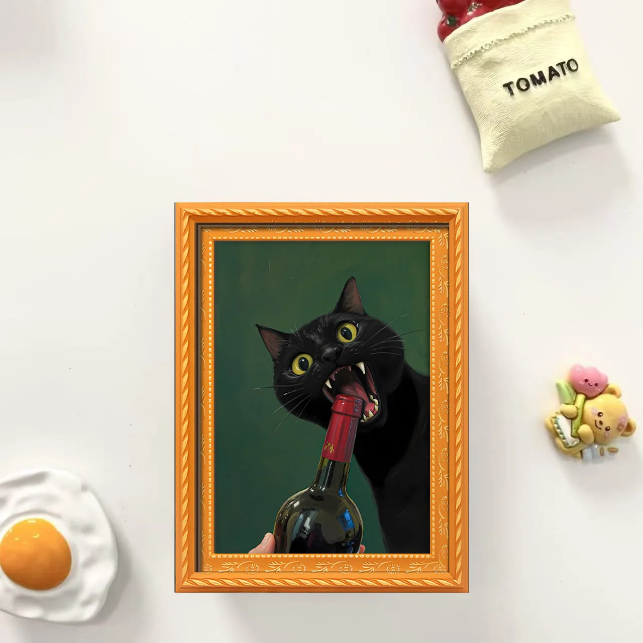 1 Piece of Quirky Drinking Black Cat Fridge Magnet, Silly Cat Biting Wine Bottle Magnetic Sticker, Novelty Funny Cat Decorative Magnet, Suitable for Kitchen/Cabinet, Prank Gift for Cat Lovers