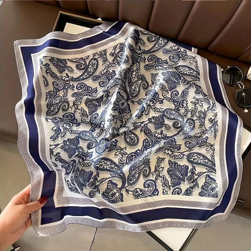 Luxury Brand 2024 Vintage Paisley Square Scarf Stylish Thin Breathable Satin Small Neck Scarf Casual Daily Versatile Headband