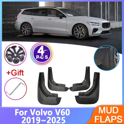 4PCS Car Mudguards For Volvo V60 2019~2025 2020 2021 2022 2023 2024 Wheel Mud Flaps Splash Guards Front Rear Fenders Accessories 8 best selling volvo v60 model - №2