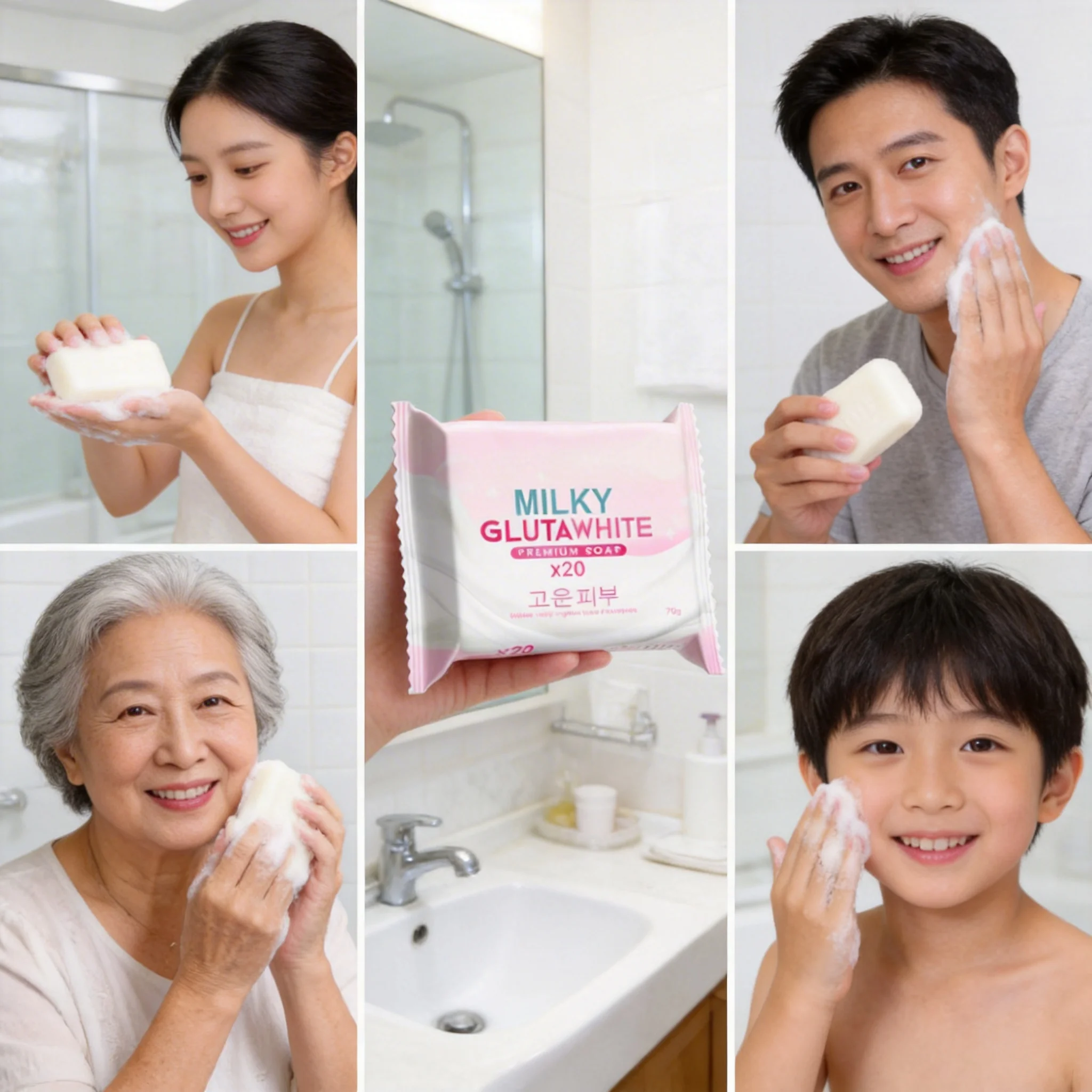 1/2/3PCS Korean MILKY GLUTAWHITE Premium Soap 70g Deep Cleansing Nourishing Rich Foam Soap Efficient Body Face Cleansing Care