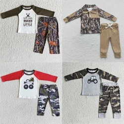 Wholesale Baby Boy Camo Tractor Clothes Kids Children Outfit Long Sleeves Raglan T-shirts Pants Toddler Spring Fall Clothing Set