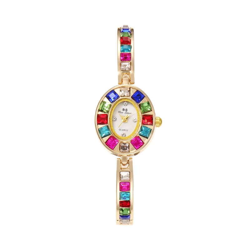 2024 New Rainbow Rhinestone Watch Women Fashion Luxury Gift Quartz Wristwatch Ladies Bracelet Watches Dropshipping Reloj Mujer