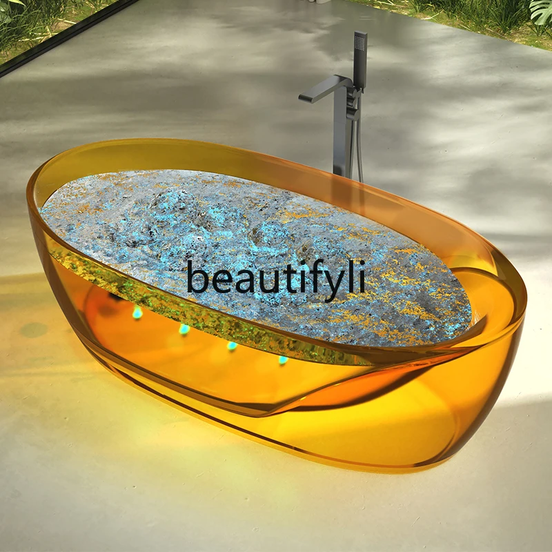 Travel Home Transparent Resin Jacuzzi Freestanding Smart Bubble Surf Bubble Double Bath