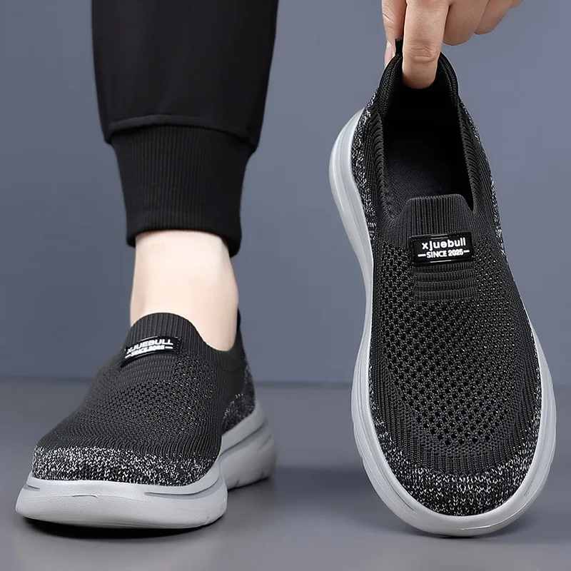 Men's shoes summer new fly-woven mesh breathable light and thin lazy one-pedal trendy sports leisure