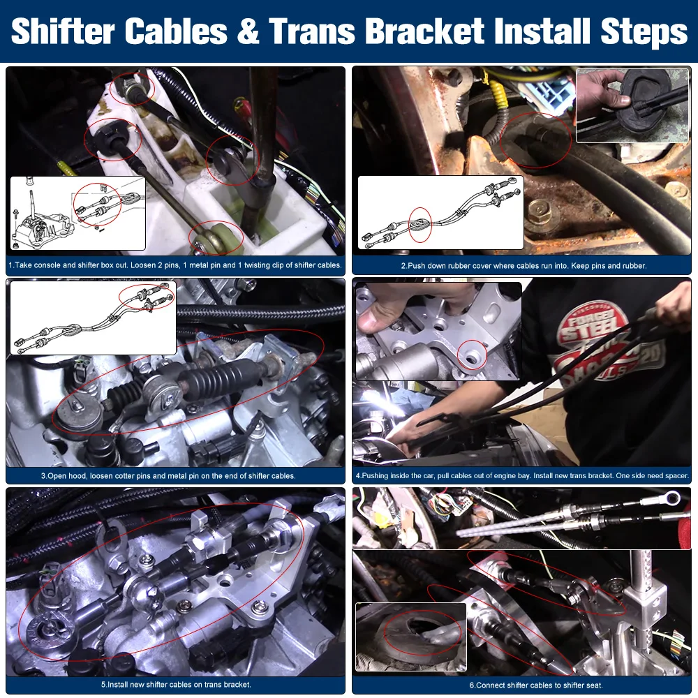 WLR Shifter Cables WithTrans Bracket Shift Linkage For RSX K20 K20A K24 K Series EG EK DC2 Race Type-S & K-Swap Vehicles SBP04