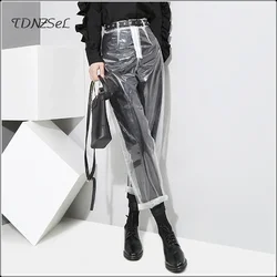 Pantaloni trasparenti larghi Sexy per le donne, pantaloni trasparenti, Capris dritti alla caviglia, nuova moda personalizzata, autunno