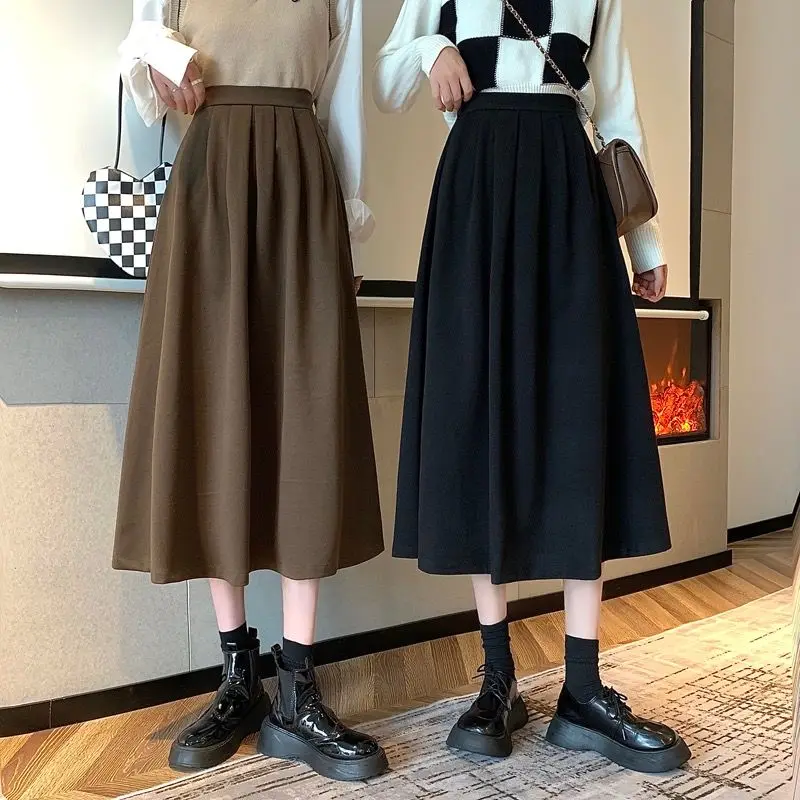 

Umbrella Skirt Half Body Skirt Retro High Waist Versatile Mid Length Slimming and Cross Covering A-line Skirt