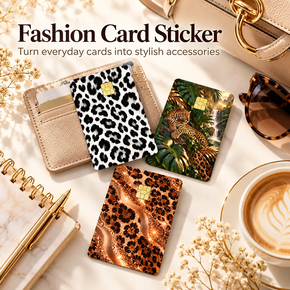 Bank Card Skin Sticker Leopard Pattern Fashion Decal Chip Cutout Thin Smooth Surface Removable Card Cover Stylish Accessory