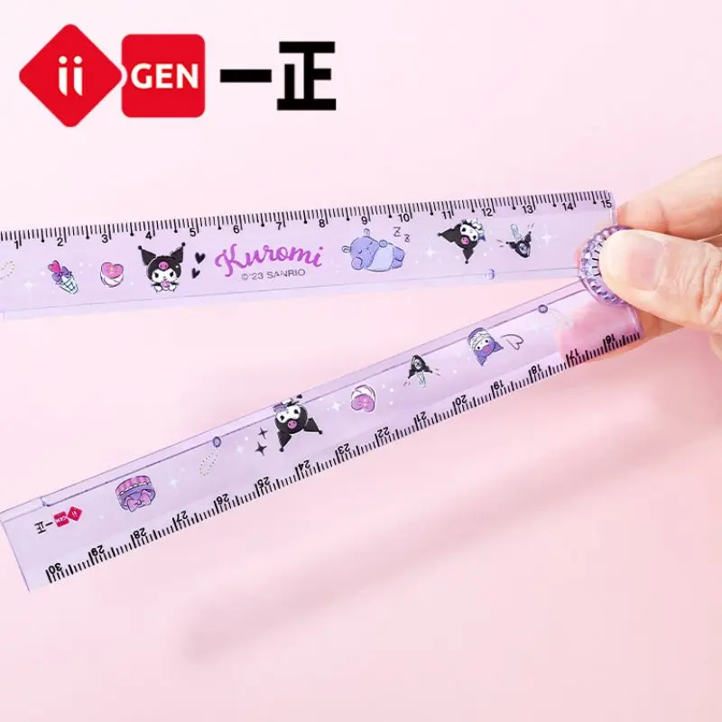 1pcs Sanrio Kuromi Image Rotating Folding Ruler 30cm Cartoon Children\'s Primary School Student Multi functional Ruler Stationery