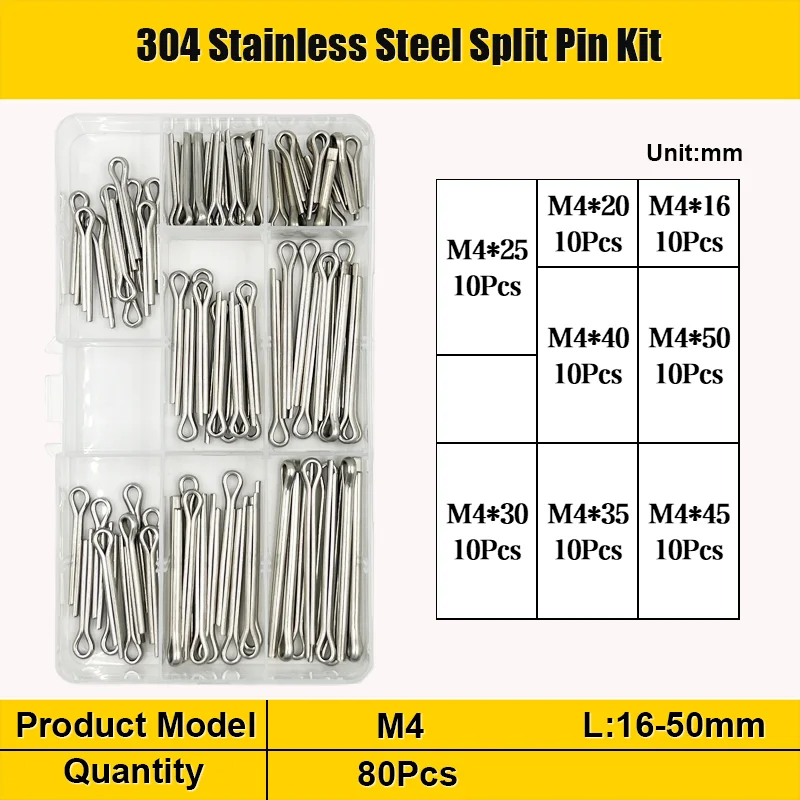 M1,5 M2 M3 M4 M5 M6 Edelstahl U-Form Typ Frühling Splint Haarnadel Splint Set Split Clamp Offene elastische Clip für Auto – Detail 10