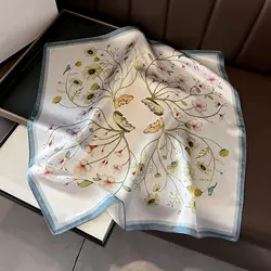 100% Natural Real Silk Scarf Women Female Poncho Headband New Bandana Square Scarves Wrap Kerchief elegant Spring Fashion Hijab