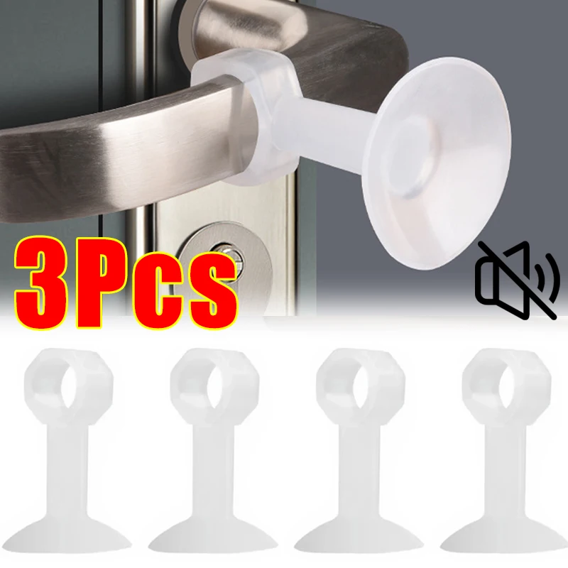 Transparent Door Stop with Suction Cup New Rubber Anti-Collision Doors Handle Buffer Ring Wall Protection Pad Doorknob Mute Tool