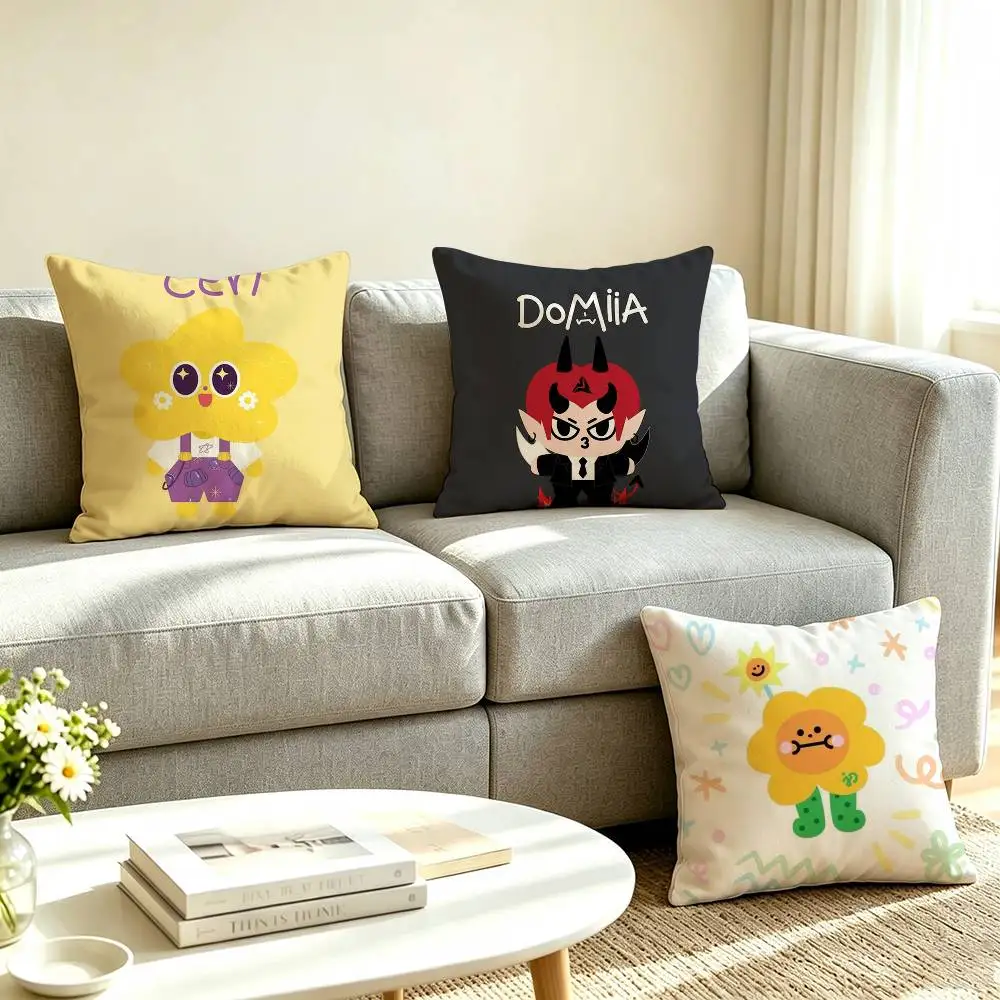 G-GMMTV Chibi Thai Actor Pillow Case Square Double-Sided Sofa Cushion Cover Bedroom Bedside Pillow