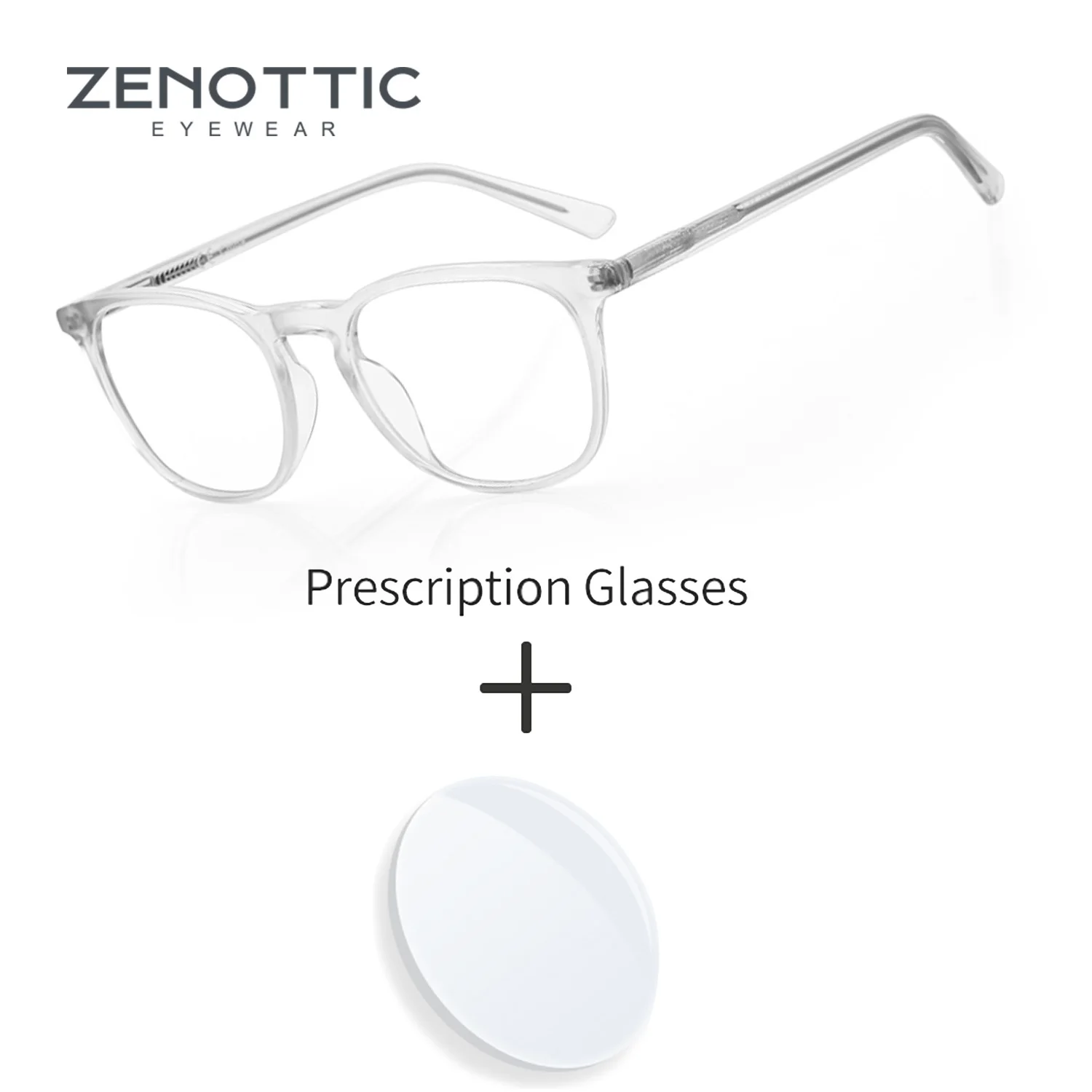 

ZENOTTIC Handmade Acetate Transparent Square Prescription Eyeglasses Photochromic Progressive Optical Glasses for Men Women
