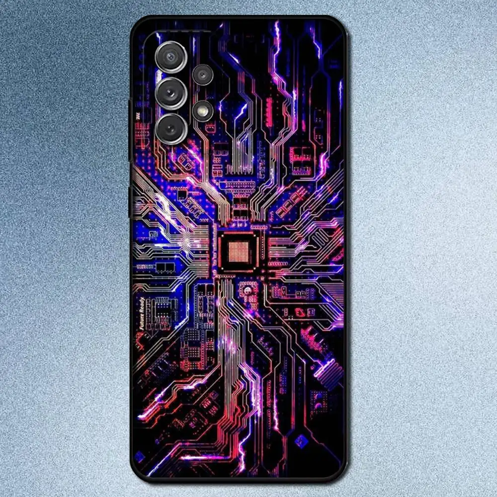 حافظة هاتف رائعة بشريحة إلكترونية لهاتف سامسونج S25، S24، S21، S22، S23، S30، Ultra، S20، Plus، Fe، Lite، Note، 10,9,5G غطاء أسود