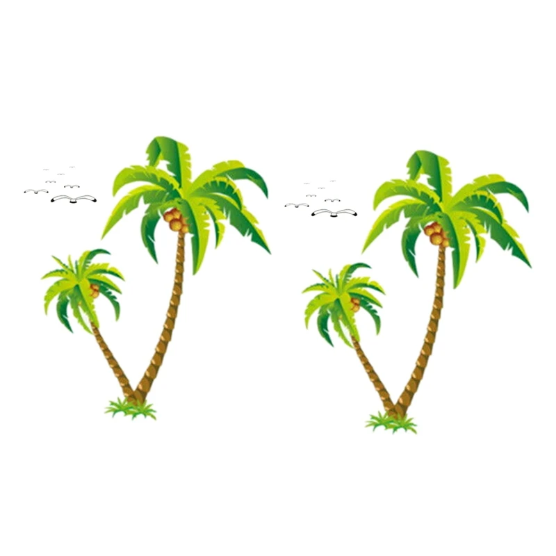 

2X Coconut Palm Tree Sticker Tropical Beach Wall Decal Living Room Backdrop Sticker