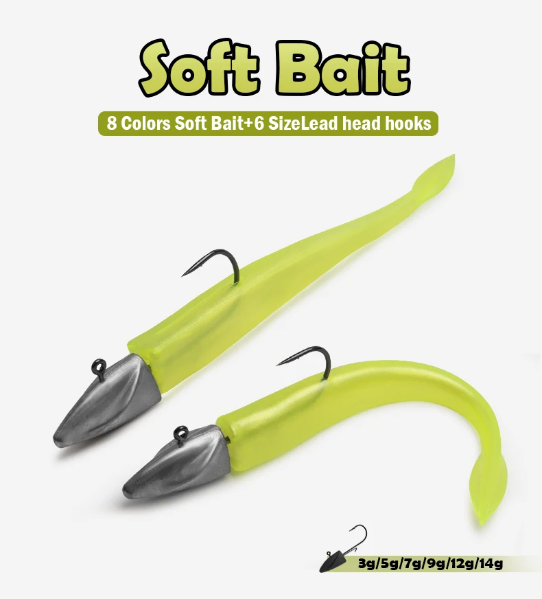 LEYDUN BR Weiche Köder Angeln Lockt 83mm 2,7g Jig Kopf Haken 3g 5g 7g 9g 12g 14g Wicklung & Darting Weiche Fisch Für Seebarsch Hecht Köder – Detail 1