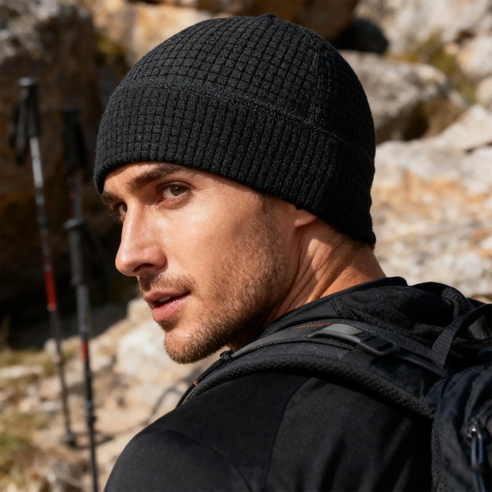 

Warm Winter Beanie Hat Fleece Lined Waffle Knit for All-Day Comfort, Unisex Ski Cycling Cap, Ideal Christmas Gift for Him Her