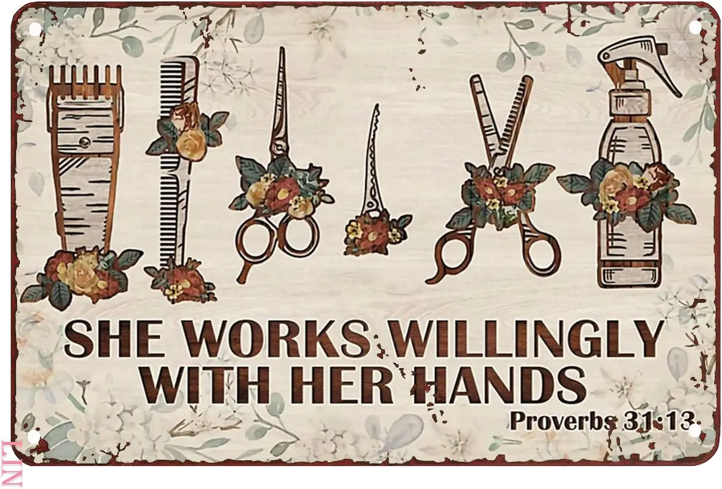 Metal Decorations for Outside Wall Hairdresser Poster She Works Willingly With Her Hands Wall Art Gift for Hairstylists Tin sign