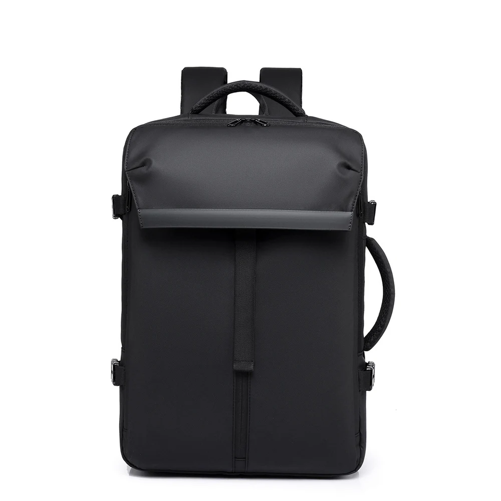 Expandable Oxford Travel Backpack with Flap Front Zipper Pocket Dual Carry Handles and Adjustable Straps for Weekend Trips