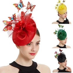 2024 Women Elegant Butterfly Fascinator Bride Fascinators Hat Tea Party Pillbox Hat Wedding Headband for Kentucky Derby