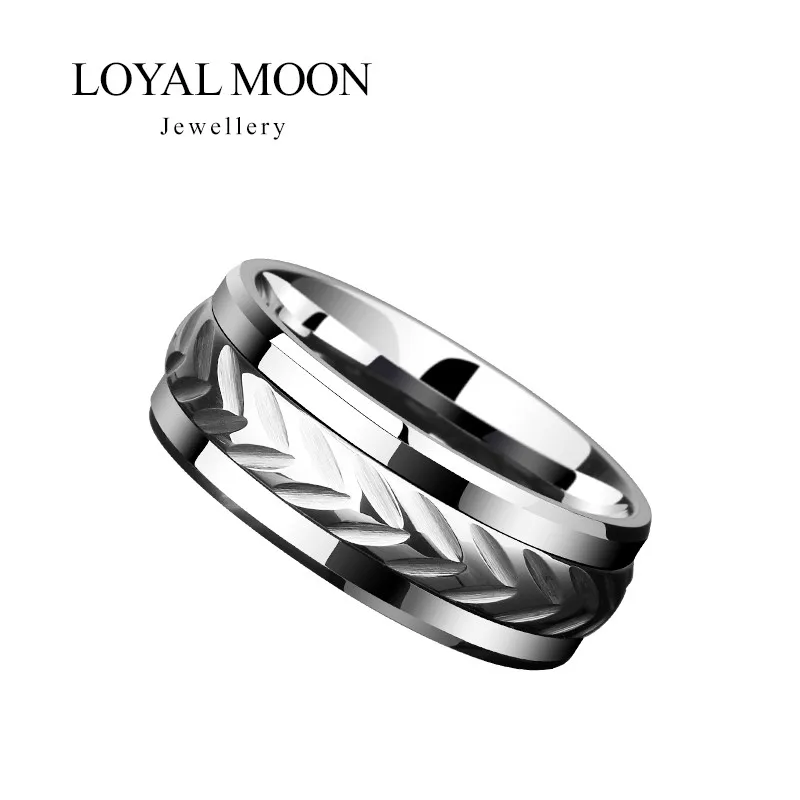 Loyal Moon Tungsten Rings For Men Women 8mm Width Brushed Finishing Rotated Freely Wedding Jewelry, Business, Customized