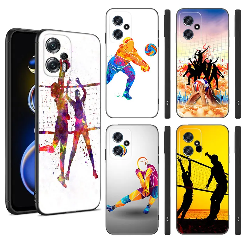 Volleyball Sport Black Silicone Phone Case For Xiaomi POCO X3 X4 NFC F3 F4 GT F5 M3 M4 M6 X5 X6 Pro 5G C55 C65 M5